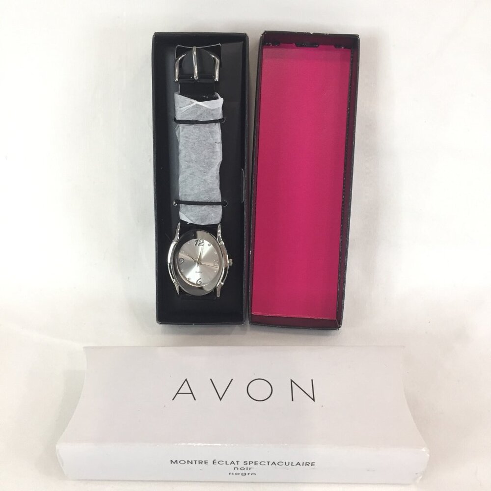 New Avon Spectacular Shine Wrist Watch in Classic Black NOS 2014 Japan Movement